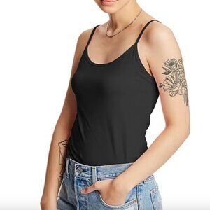 Hanes Women's Stretch Cotton Cami With Built-In Shelf Bra , Black Sz 2XL NWT